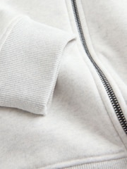 Grey Marl Cotton Rich Lightweight Jersey Zip Through Hoodie - Image 7 of 8