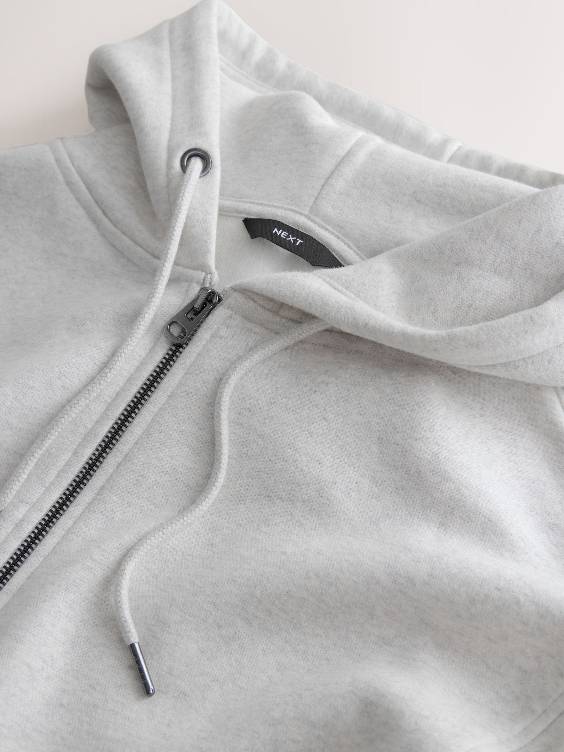 Buy Grey Marl Cotton Rich Lightweight Jersey Zip Through Hoodie