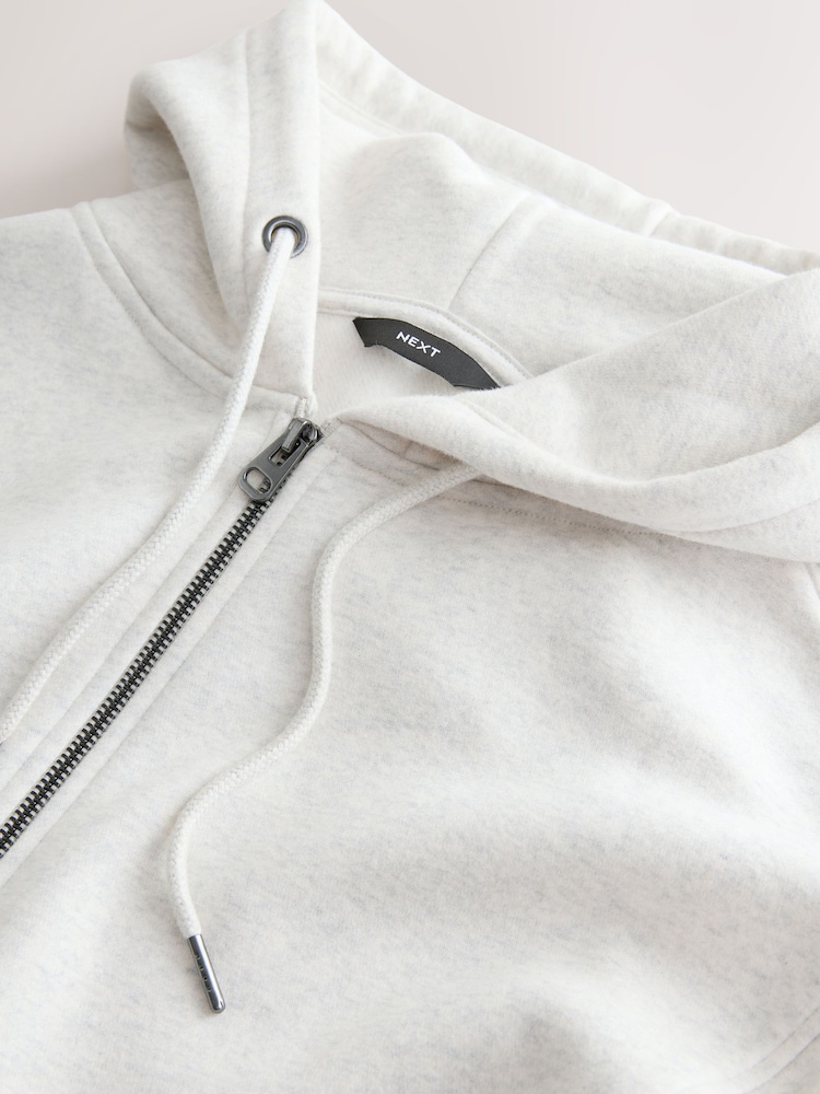 Grey Marl Cotton Rich Lightweight Jersey Zip Through Hoodie - Image 8 of 8