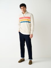 Ecru White Marl Colourblock Quarter Zip Sweatshirt - Image 2 of 8