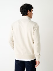 Ecru White Marl Colourblock Quarter Zip Sweatshirt - Image 3 of 8
