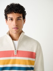 Ecru White Marl Colourblock Quarter Zip Sweatshirt - Image 4 of 8
