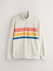 Ecru White Marl Colourblock Quarter Zip Sweatshirt - Image 5 of 8