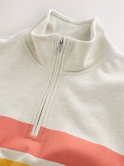 Ecru White Marl Colourblock Quarter Zip Sweatshirt - Image 6 of 8