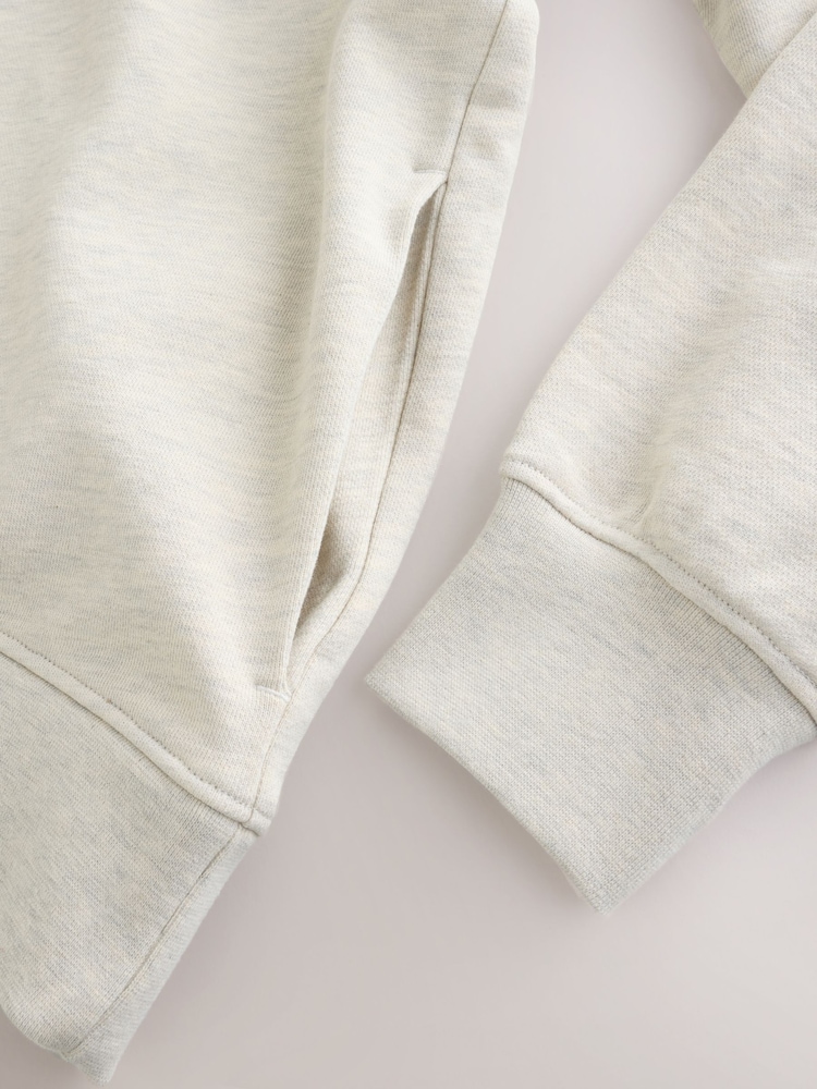 Ecru White Marl Colourblock Quarter Zip Sweatshirt - Image 8 of 8