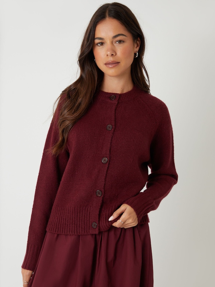 Threadbare Red Button Up Knitted Cardigan - Image 1 of 4