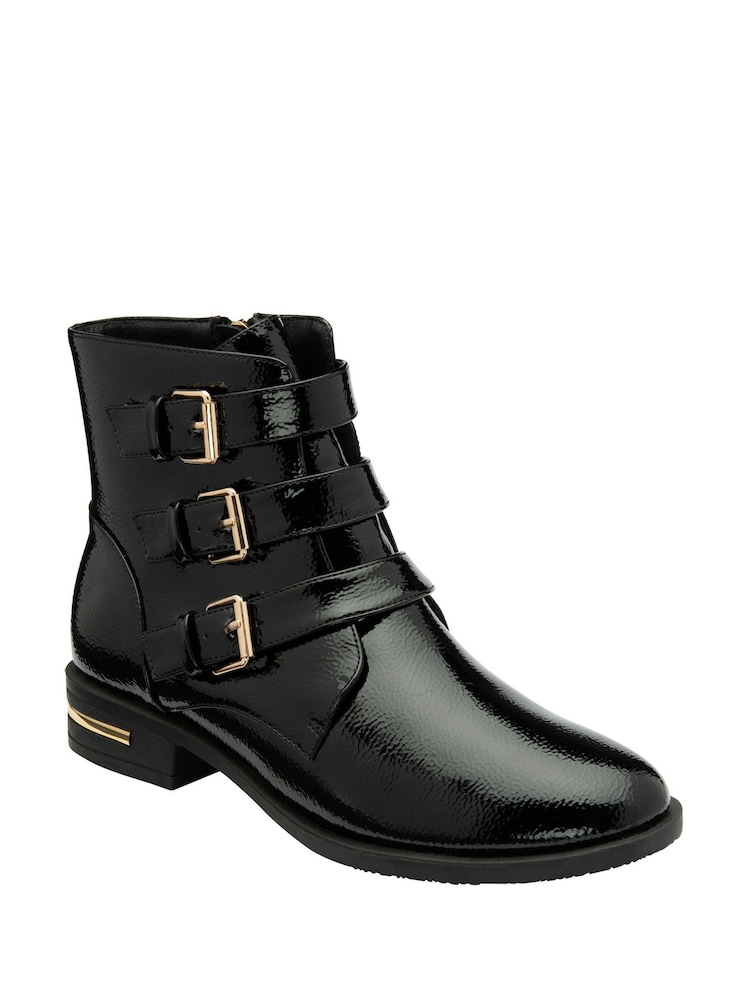 Lotus Black Patent Ankle Boots - Image 1 of 4