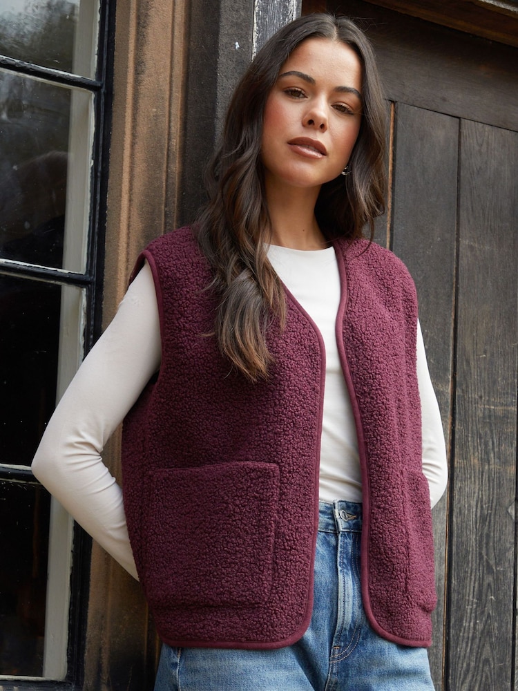 Threadbare Red Reversible Borg Gilet - Image 1 of 6
