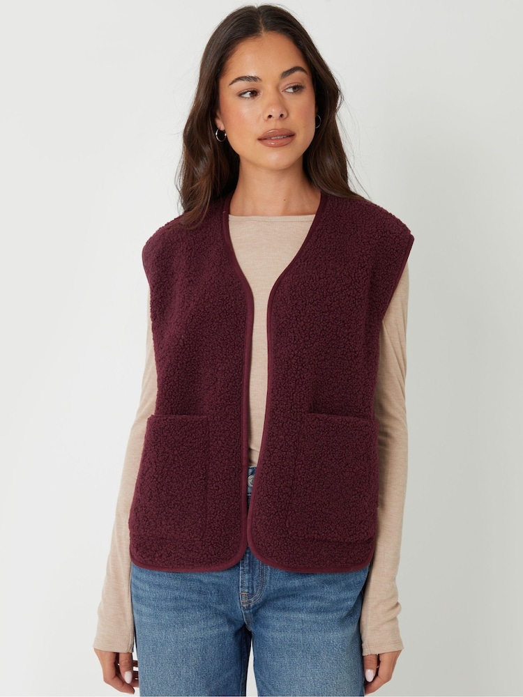 Threadbare Red Reversible Borg Gilet - Image 2 of 6 Threadbare Red Reversible Borg Gilet - Image 2 of 6