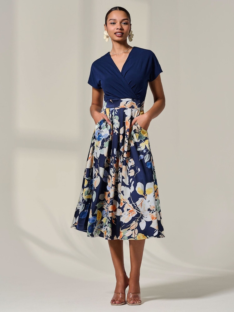 Jolie Moi Short Sleeve Two Tone Midaxi Dress - Slika 1 iz 6
