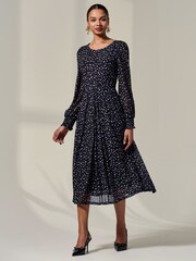 Jolie Moi Black Long Sleeve Mesh Midi Dress - Image 5 of 6