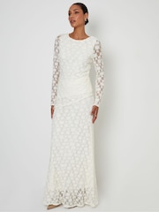 Threadbare White Long Sleeve Asymmetric Lace Slash Neck Top - Image 5 of 5