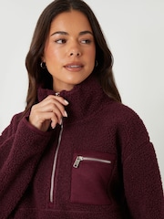 Threadbare Red Half Zip Borg Fleece - Image 5 of 5