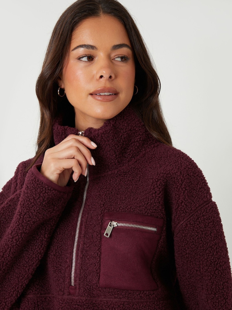 Threadbare Red Half Zip Borg Fleece - Image 5 of 5 Threadbare Red Half Zip Borg Fleece - Image 5 of 5