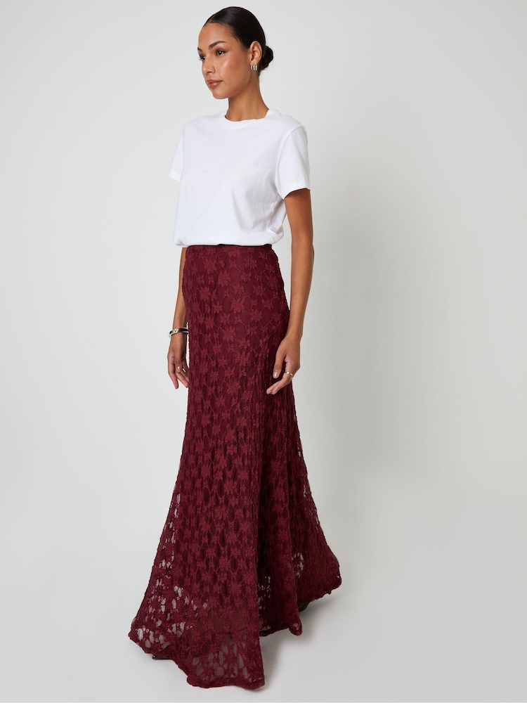 Threadbare Red Pull On Lace Maxi Skirt - Image 1 of 4 Threadbare Red Pull On Lace Maxi Skirt - Image 1 of 4