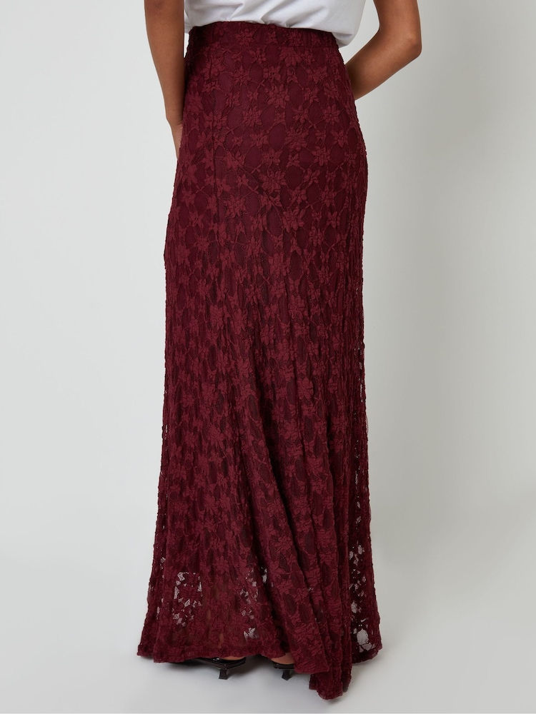 Threadbare Red Pull On Lace Maxi Skirt - Image 4 of 4 Threadbare Red Pull On Lace Maxi Skirt - Image 4 of 4