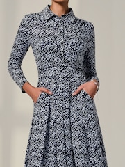 Jolie Moi Blue Long Sleeve Button Up Midi Dress - Image 4 of 6