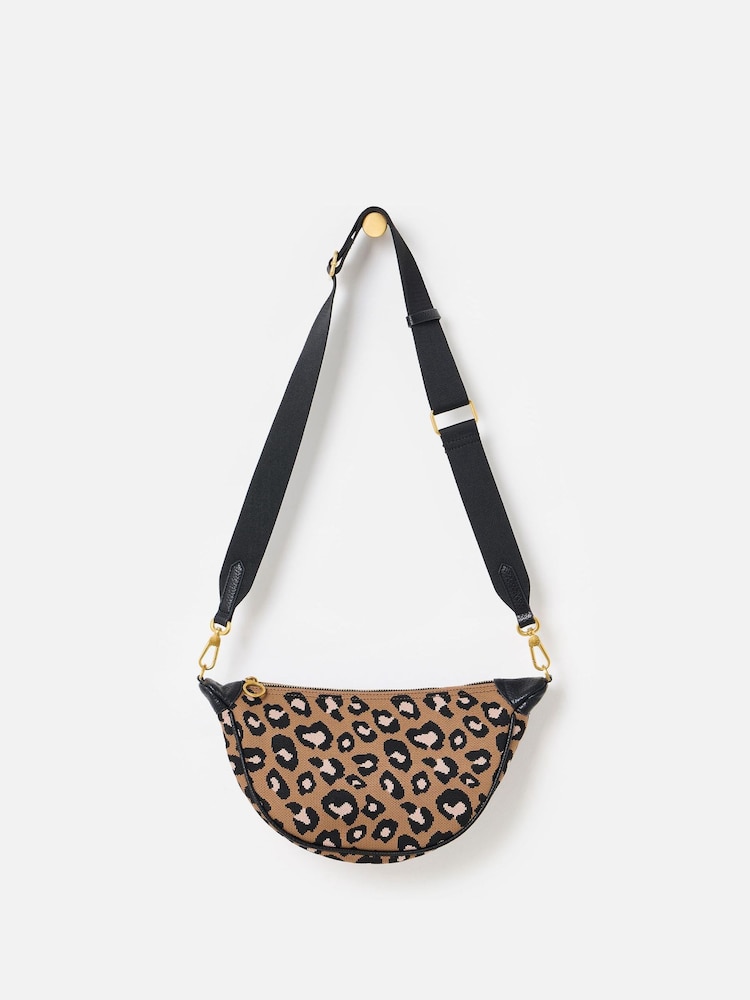 Oliver Bonas Brown Leopard Print Knitted Belt Bag - Image 2 of 6 Oliver Bonas Brown Leopard Print Knitted Belt Bag - Image 2 of 6