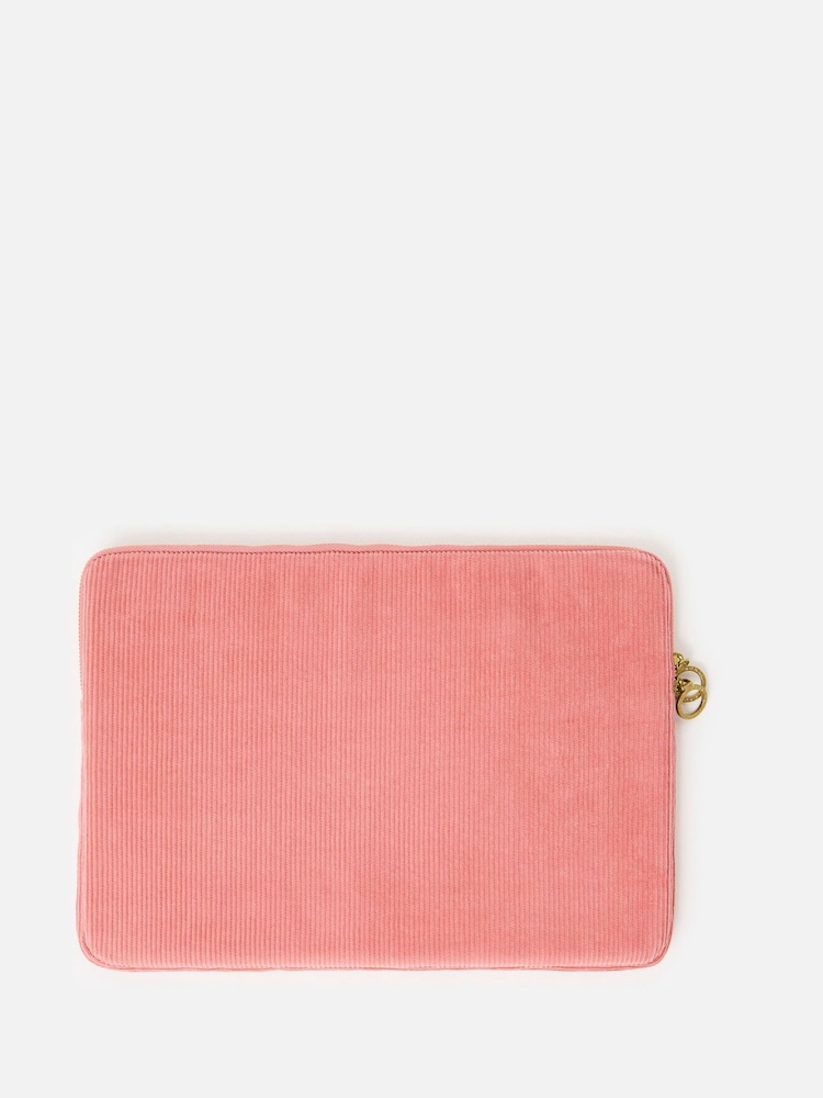 Oliver Bonas Pink Corduroy Dancing Cat Laptop Case - Image 2 of 4