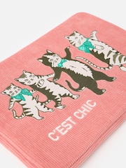Oliver Bonas Pink Corduroy Dancing Cat Laptop Case - Image 4 of 4
