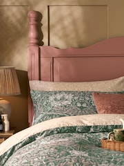 William Morris At Home Sage or Plaster Green Honeysuckle And Tulip 220 Thread Count Duvet Cover and Pillowcase Set - Image 2 of 6