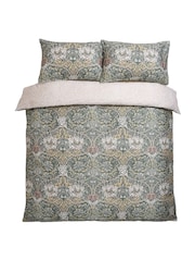 William Morris At Home Sage or Plaster Green Honeysuckle And Tulip 220 Thread Count Duvet Cover and Pillowcase Set - Image 4 of 6