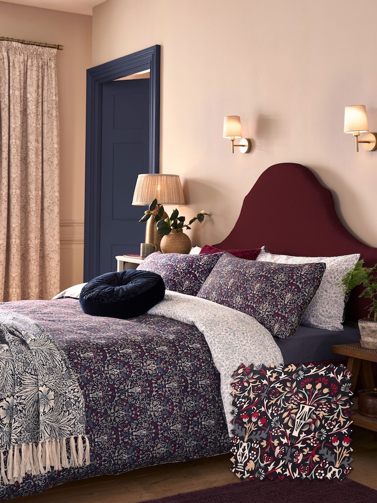 William Morris At Home Indigo or Raspberry Blue Flowerpot 220 Thread Count Duvet Cover and Pillowcase Set - Image 1 of 7 William Morris At Home Indigo or Raspberry Blue Flowerpot 220 Thread Count Duvet Cover and Pillowcase Set - Image 1 of 7