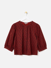Oliver Bonas Red & Black Heart Print Blouse - Image 1 of 5