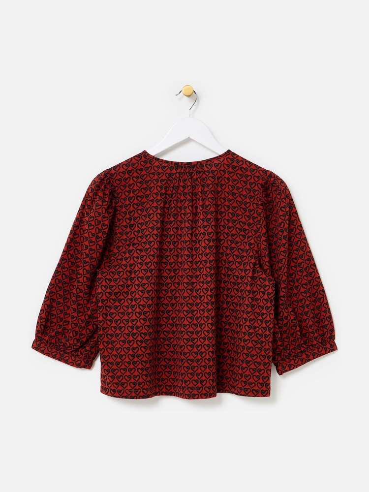 Oliver Bonas Red & Black Heart Print Blouse - Image 2 of 5