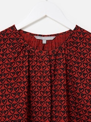 Oliver Bonas Red & Black Heart Print Blouse - Image 3 of 5