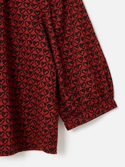 Oliver Bonas Red & Black Heart Print Blouse - Image 4 of 5