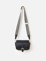Oliver Bonas Black Freya Fold Over Buckle Cross-Body Bag - Image 1 of 6