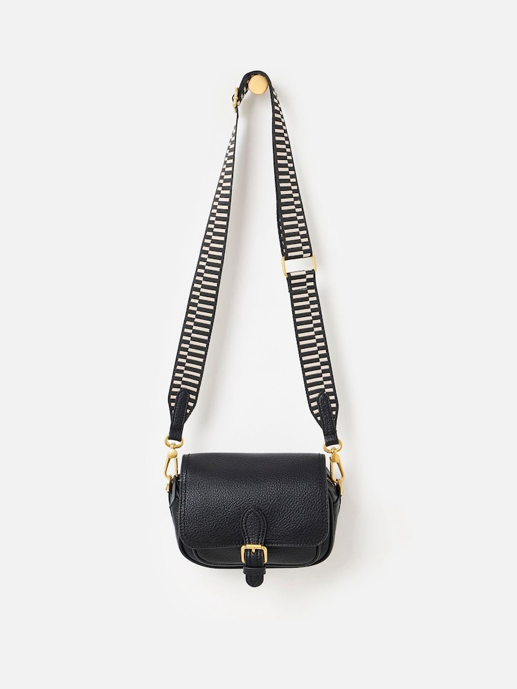 Oliver Bonas Black Freya Fold Over Buckle Cross-Body Bag - Image 1 of 6
