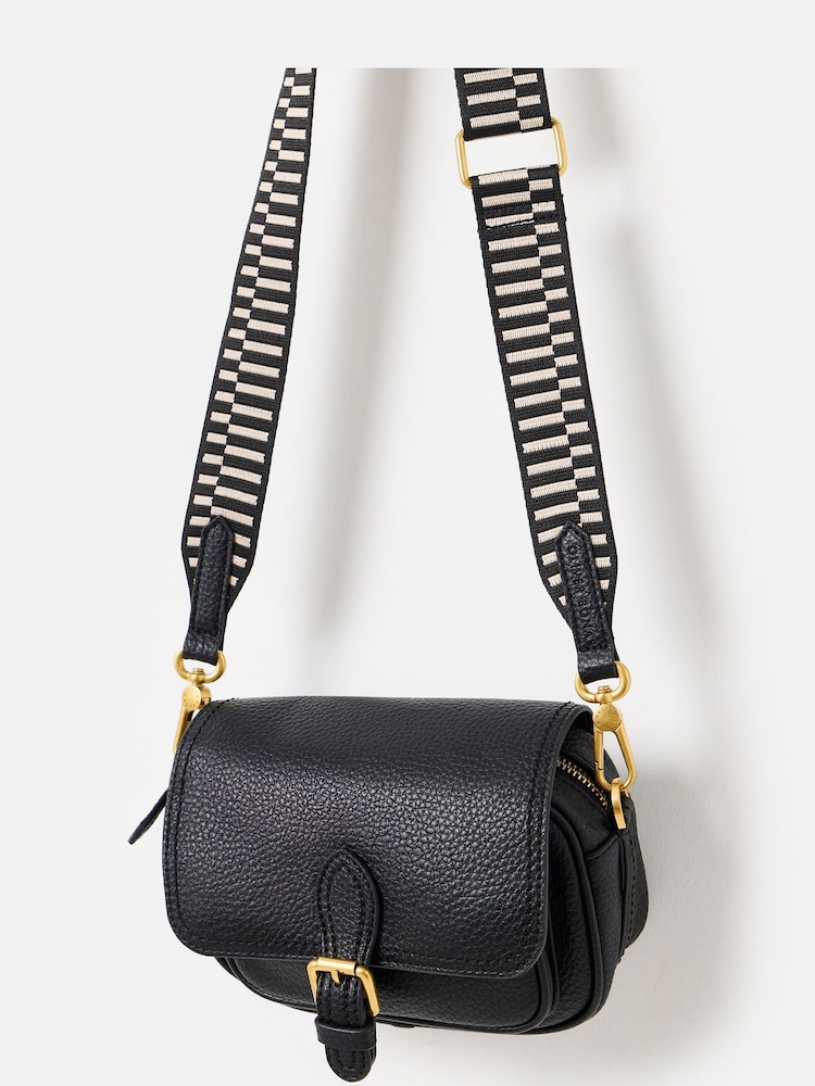 Oliver Bonas Black Freya Fold Over Buckle Cross-Body Bag - Image 2 of 6