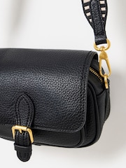Oliver Bonas Black Freya Fold Over Buckle Cross-Body Bag - Image 5 of 6
