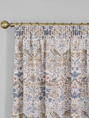 William Morris At Home Hessian Natural Strawberry Thief Pencil Pleat Curtains - Image 2 of 3
