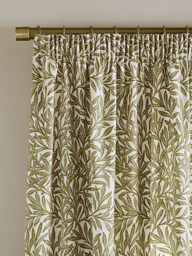William Morris At Home Olive Green Original Willow Pencil Pleat Curtains - Image 2 of 3 William Morris At Home Olive Green Original Willow Pencil Pleat Curtains - Image 2 of 3