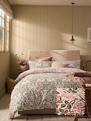 William Morris At Home Brick Pink or Sage Green Rose 220 Thread Count Duvet Cover and Pillowcase Set - Image 1 of 7
