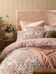 William Morris At Home Brick Pink or Sage Green Rose 220 Thread Count Duvet Cover and Pillowcase Set - Image 2 of 7
