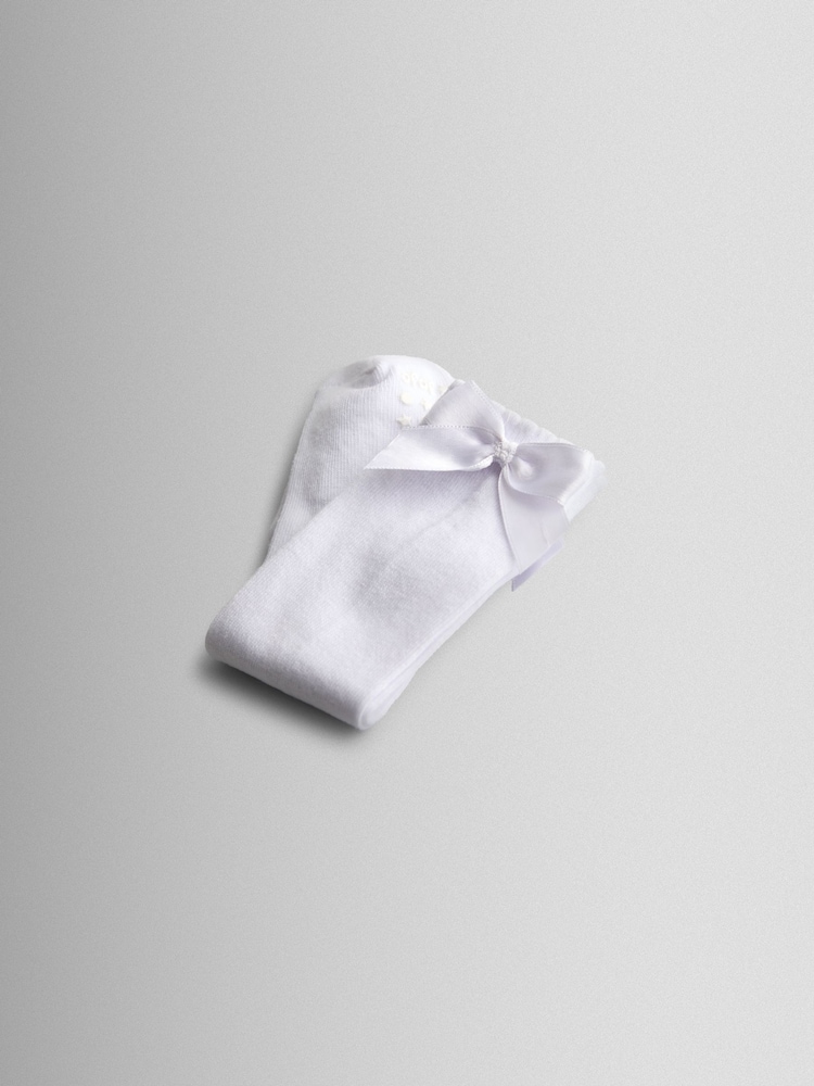 JoJo Maman Bébé Cream Bow Long Socks - Image 4 of 4