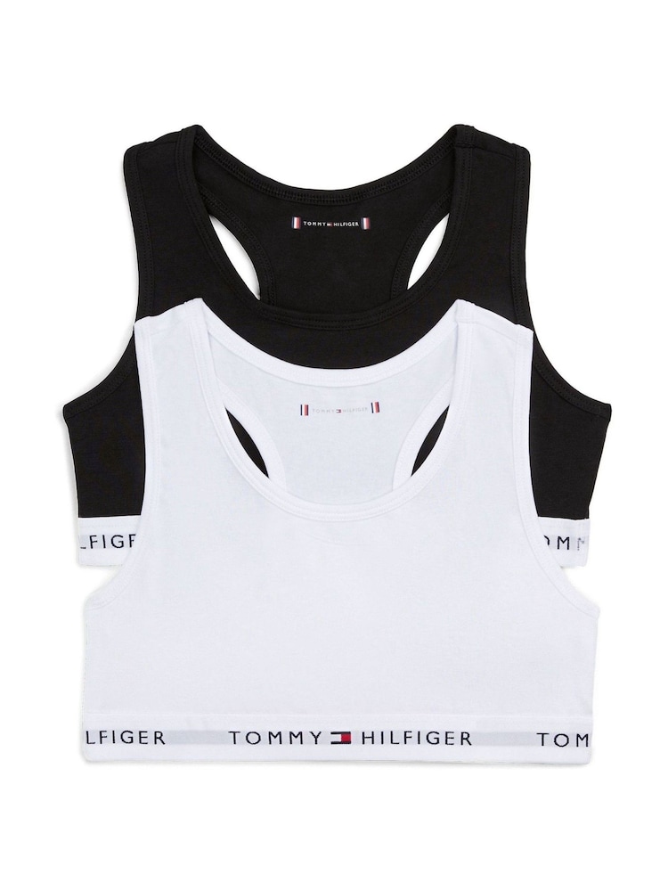 Tommy Hilfiger White 2 Pack Signature Unpadded Racerback Bralette - Image 1 of 2