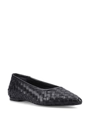 Schwarz - Hush Puppies Darla Leather Woven Ballerina Shoe - Bild 5 von 6