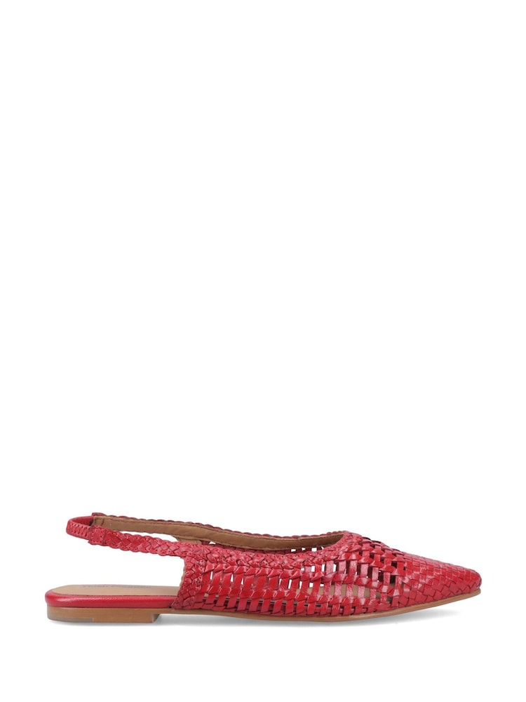 Hush Puppies Red Dalia Woven Slingback Ballerina Shoes - Image 1 of 4 Hush Puppies Red Dalia Woven Slingback Ballerina Shoes - Image 1 of 4