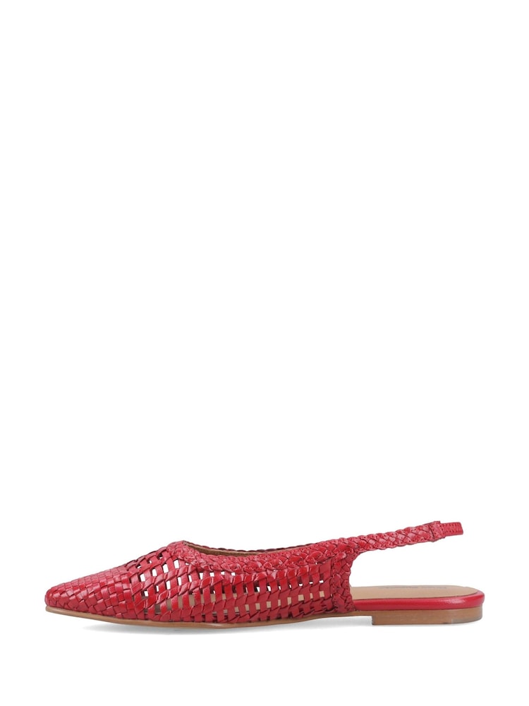 Hush Puppies Red Dalia Woven Slingback Ballerina Shoes - Image 2 of 4 Hush Puppies Red Dalia Woven Slingback Ballerina Shoes - Image 2 of 4
