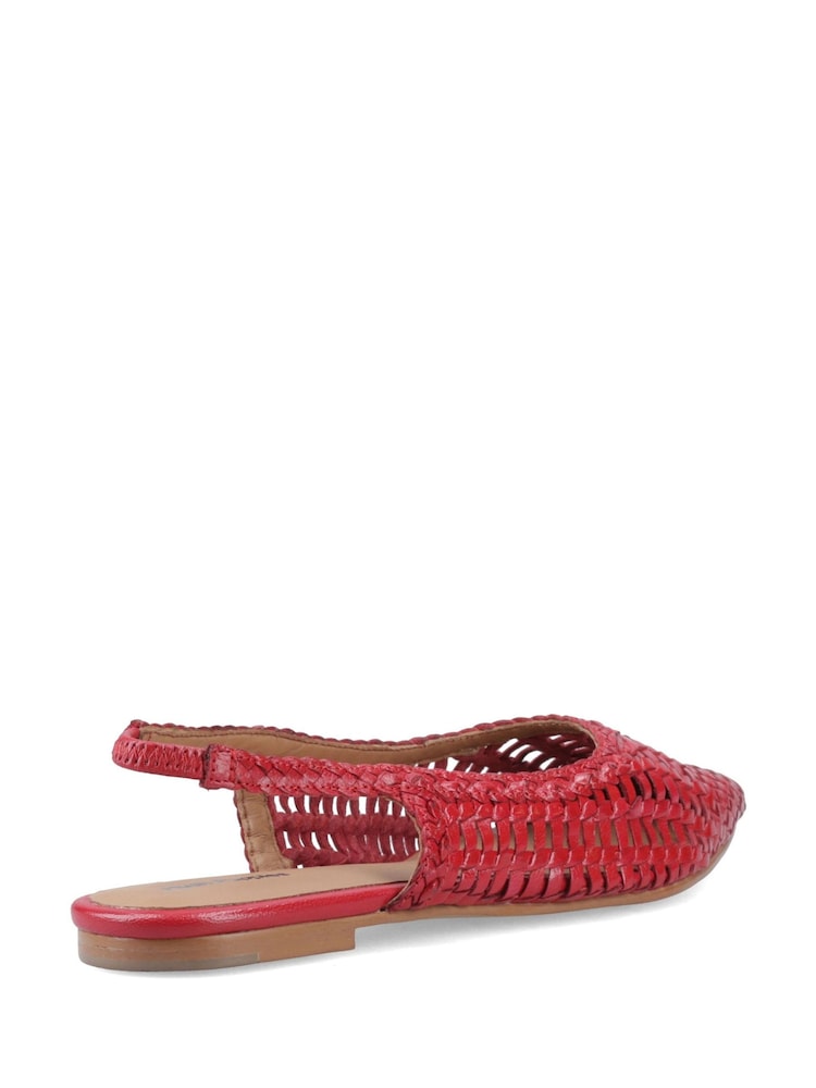 Hush Puppies Red Dalia Woven Slingback Ballerina Shoes - Image 4 of 4 Hush Puppies Red Dalia Woven Slingback Ballerina Shoes - Image 4 of 4