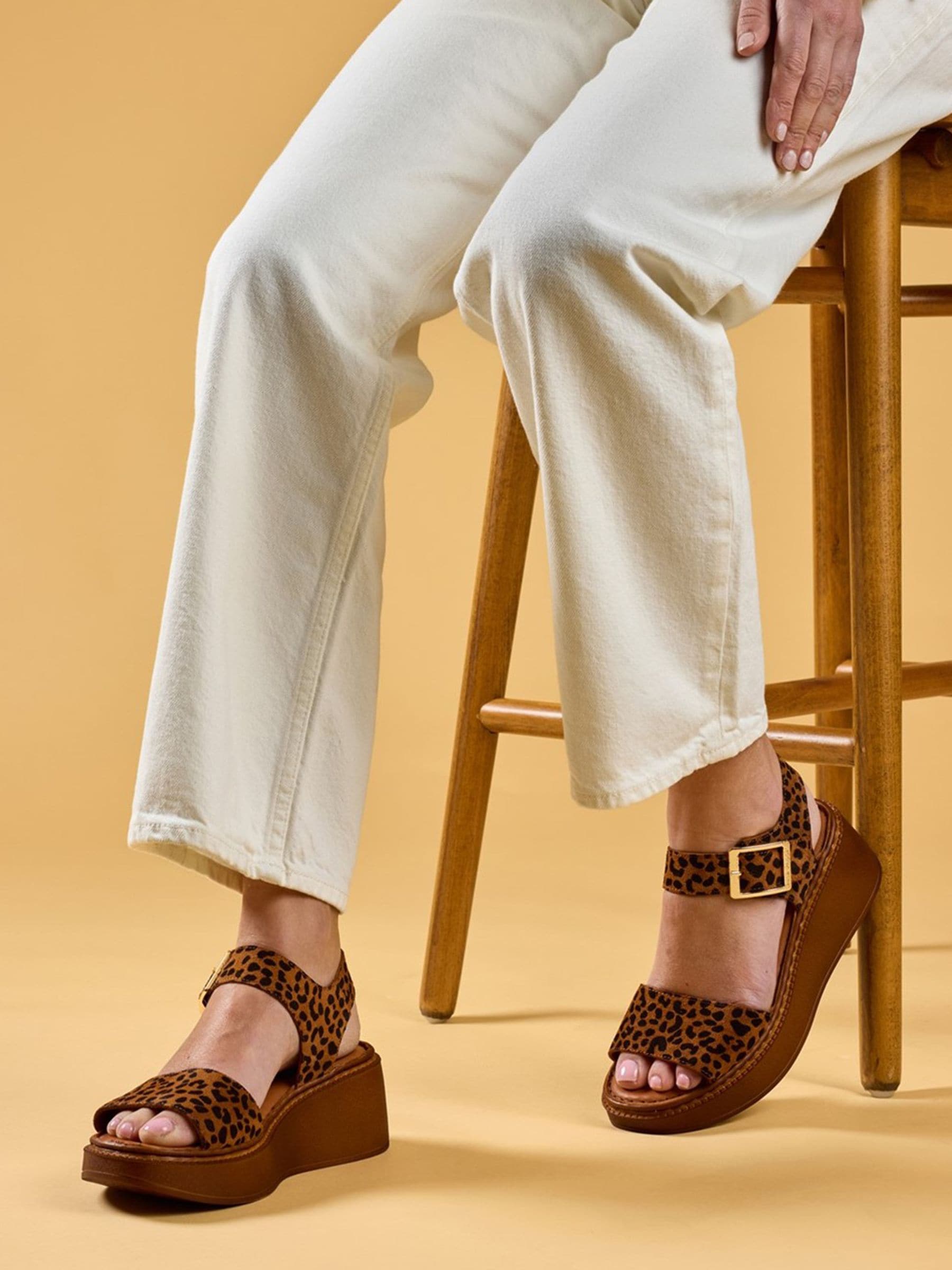 Hush Puppies Women's Leopard Print Beatrix Nubuck Wedge Sandal