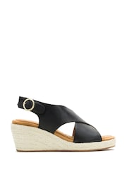 Hush Puppies Black Ria Rattan Back Strap Sandals - Image 1 of 1