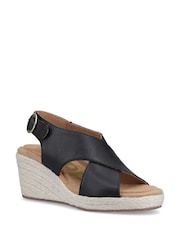 Hush Puppies Black Willow Rattan Leather Back Strap Sandal - Image 2 of 4