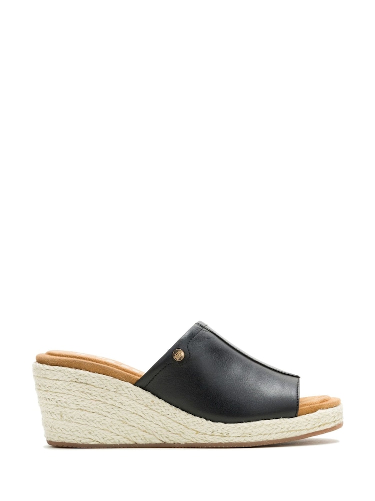 Hush Puppies Black Rosie Rattan Slide Wedge Sandals - Image 1 of 1 Hush Puppies Black Rosie Rattan Slide Wedge Sandals - Image 1 of 1