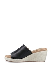 Hush Puppies Black Rosie Rattan Slide Wedge Sandals - Image 2 of 5